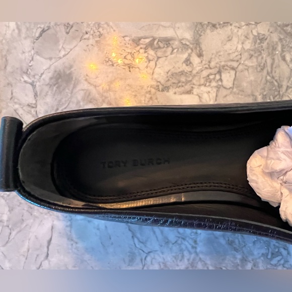 Tory Burch Black Flats Ines Ballet Tripon Cristal Baby 7.5 - Picture 2 of 6